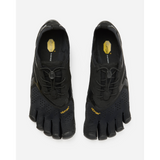 Top view of men's black Vibram V-Run toe shoes
