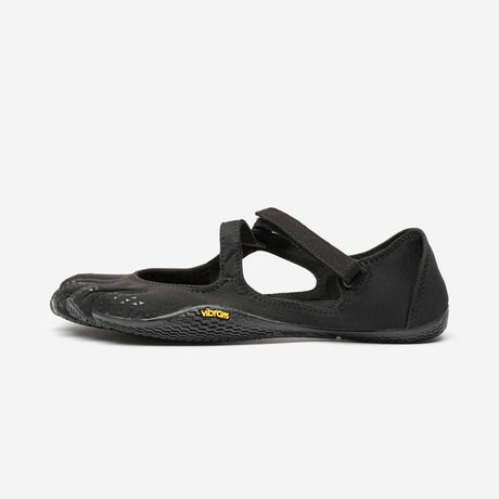 Side view of women's black Vibram V-Soul toe shoe