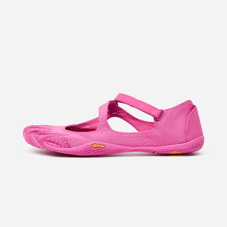 Side view of women's pink Vibram V-Soul toe shoe