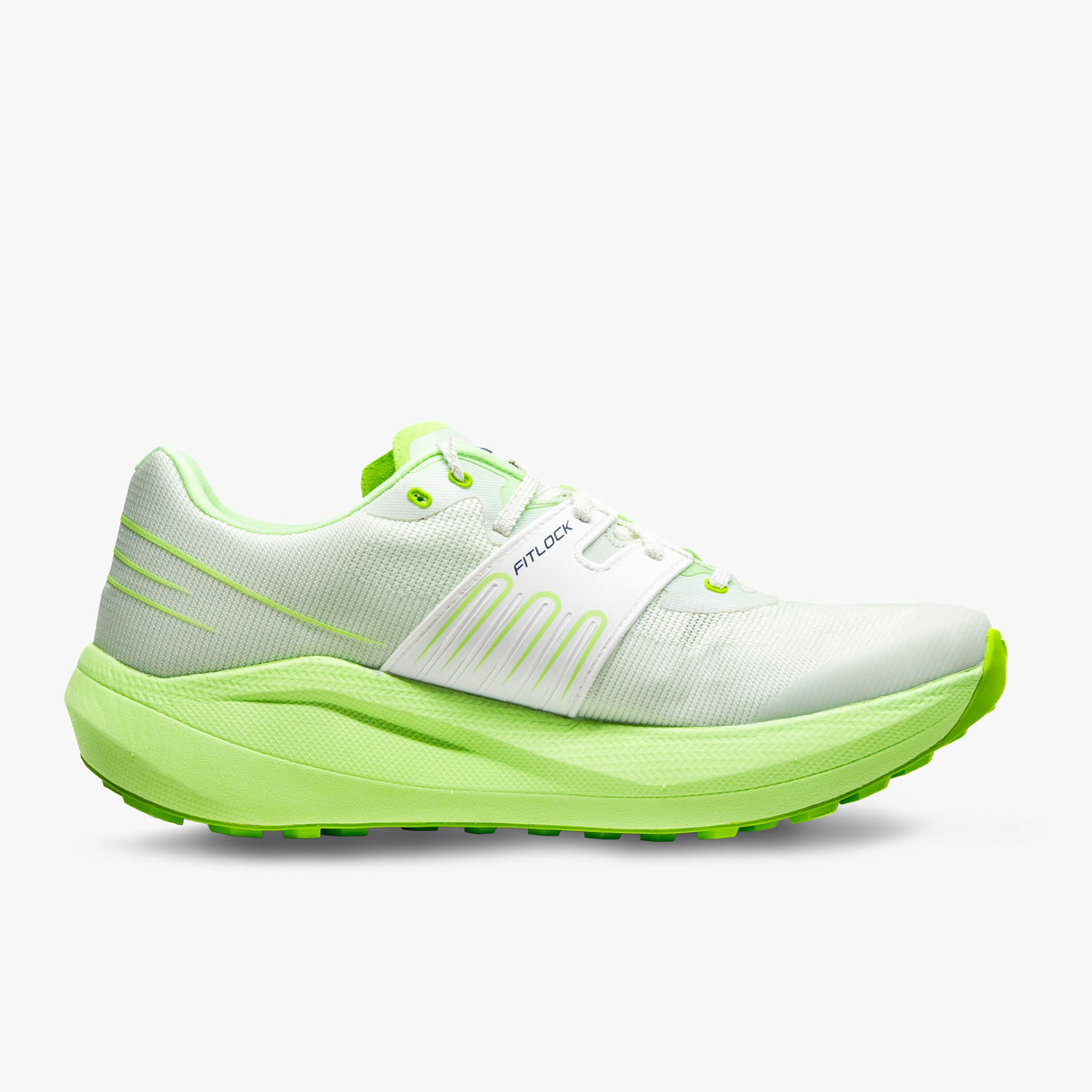 Inner side view of white/lime VJ Shoes FZN Aerofly road-to-trail running shoe