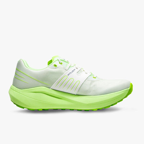 Inner side view of white/lime VJ Shoes FZN Aerofly road-to-trail running shoe