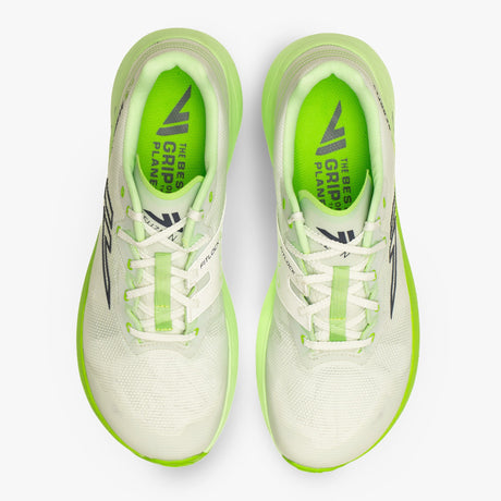 Top view white/lime VJ Shoes FZN Aerofly road-to-trail running shoes