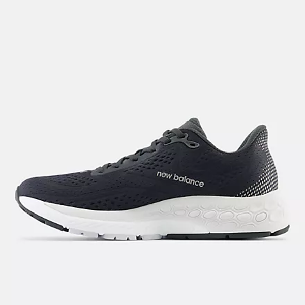 Inner side view of women's New Balance Fresh Foam X running shoe in phantom black