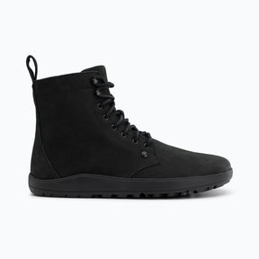 Side view of women's black Xero Shoes Breckenridge lace-up boot