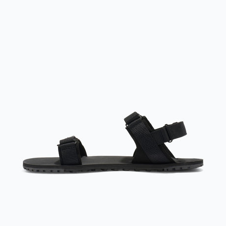 Inner side view of women's black Xero Shoes D-Trail minimalist sandal
