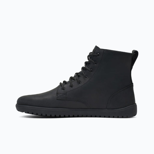 Inner side view of men's black Xero Shoes Denver II lace-up boot