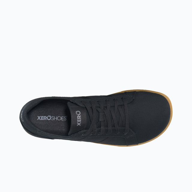Top view of men's black/gum Xero Shoes Dillon canvas shoe