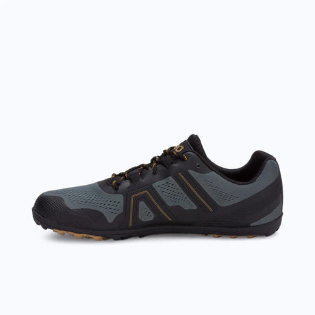 Inner side view of men's blue/grey Xero Shoes Mesa Trail II shoe