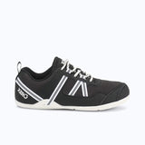 Side view of women's black/white Xero Shoes Prio shoe