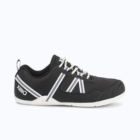 Side view of women's black/white Xero Shoes Prio shoe