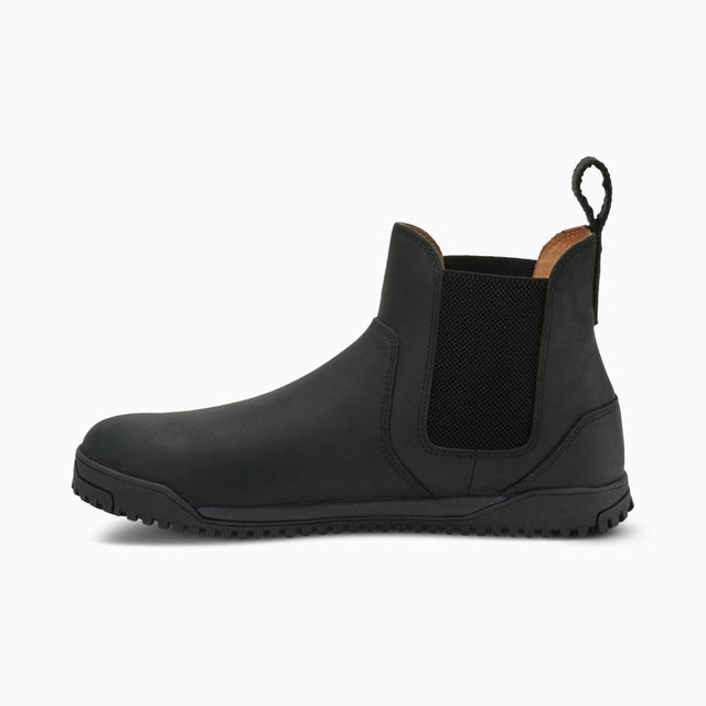 Inner side view of men's black Xero Shoes Ridgeway Chelsea boot