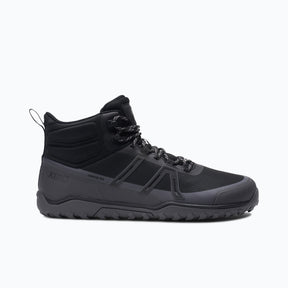 Side view of men's black Xero Shoes Scrambler Trail Mid WP hiking boot