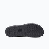 Sole view of men's black Xero Shoes Scrambler Trail Mid WP hiking boot