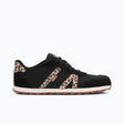 Side view of women's black/leopard print Xero Shoes Wynn sneaker