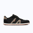 Side view of women's black/leopard print Xero Shoes Wynn sneaker