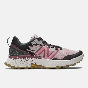 Side view of women's New Balance Hierro v7 running shoes in stone pink colour