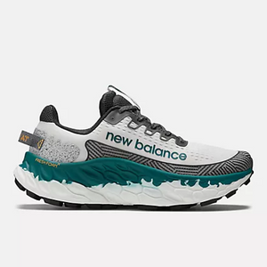 Side view of men's New Balance Fresh Foam X More Trail v3 running shoe in Reflection/vintage teal