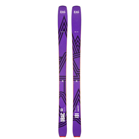 Top view of a pair of purple ZAG UBAC 102 touring skis