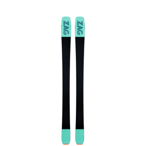 Bottom view of a pair of turquoise ZAG UBAC 95 skis