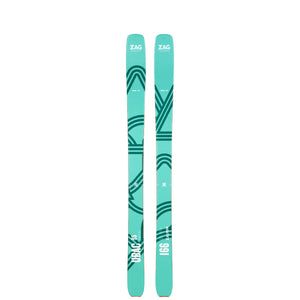 Top view of a pair of turquoise ZAG UBAC 95 skis