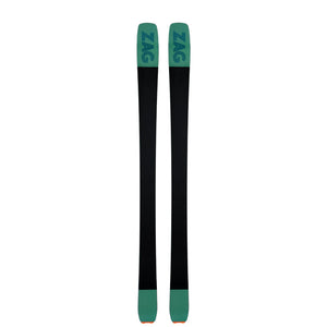Bottom view of a pair of green ZAG UBAC skis