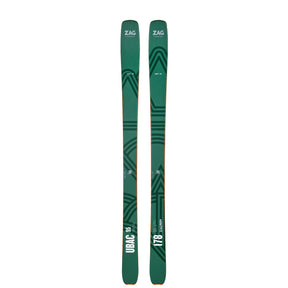Top view of a pair of green ZAG UBAC skis