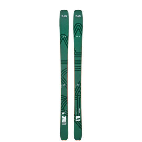 Top view of a pair of green ZAG UBAC skis