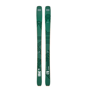 Top view of a pair of green ZAG UBAC skis