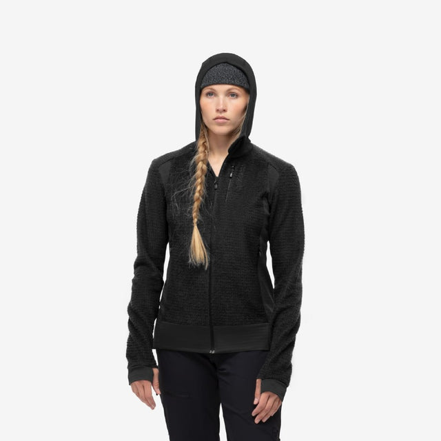 Women's Norrona Falketind Alpha120 Zip Hood caviar model