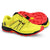 Pair of men's topo athletic runventure 4 trail running shoe in electric/black colour