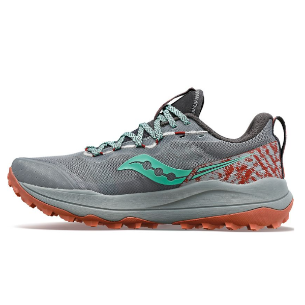 Inside view of saucony xodus ultra 2 shoe in fossil/soot colour