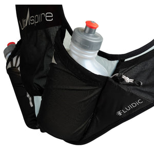 Back water bottle pocket detail of the UltrAspire Momentum 2.0 running & race vest