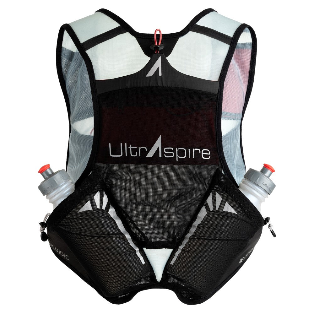 Back view of black UltrAspire Momentum 2.0 running & race vest