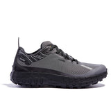 Side view of men's norda 001 G+ Spike winter trail running shoe in black