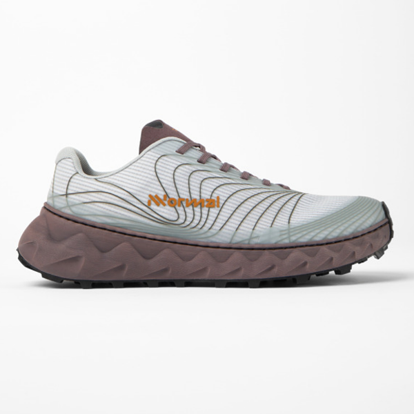 Side of nnormal tomir 1.0 running shoe in grey/purple