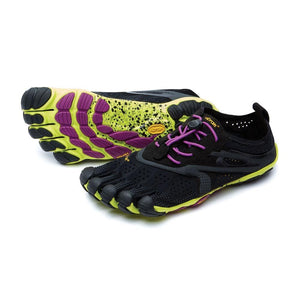 Women's Vibram FiveFingers V-Run shoes in black/yellow/purple