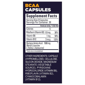 Supplement facts and ingredients for GU recovery BCAA capsules