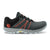 Side view of women's topo athletic runventure 4 trail running shoe in grey/cloud colour